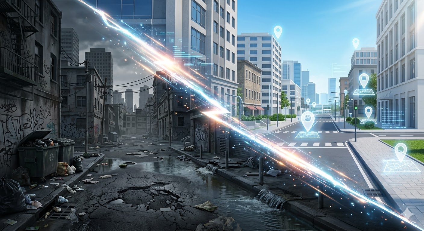 Centro urbano denso — escala compatível com grandes metrópoles